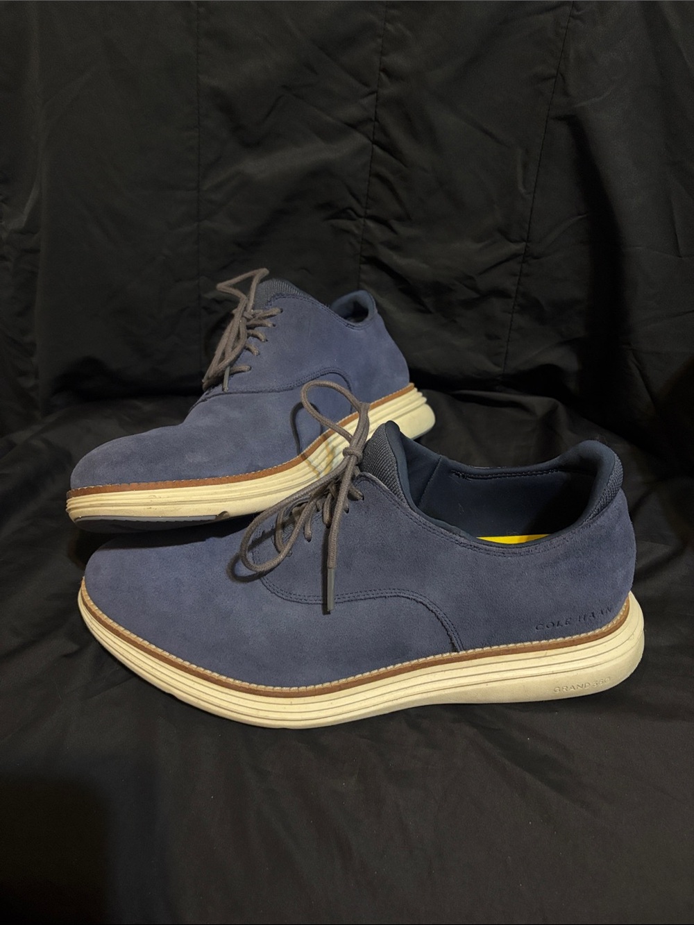 Cole Haan Blue Suede Oxford Derbys with Cream Sole